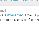 Il tweet con il quale Nitto palma ha ufficializzato il gradimento di Berlusconi alla candidatura di Cosentino in Campania